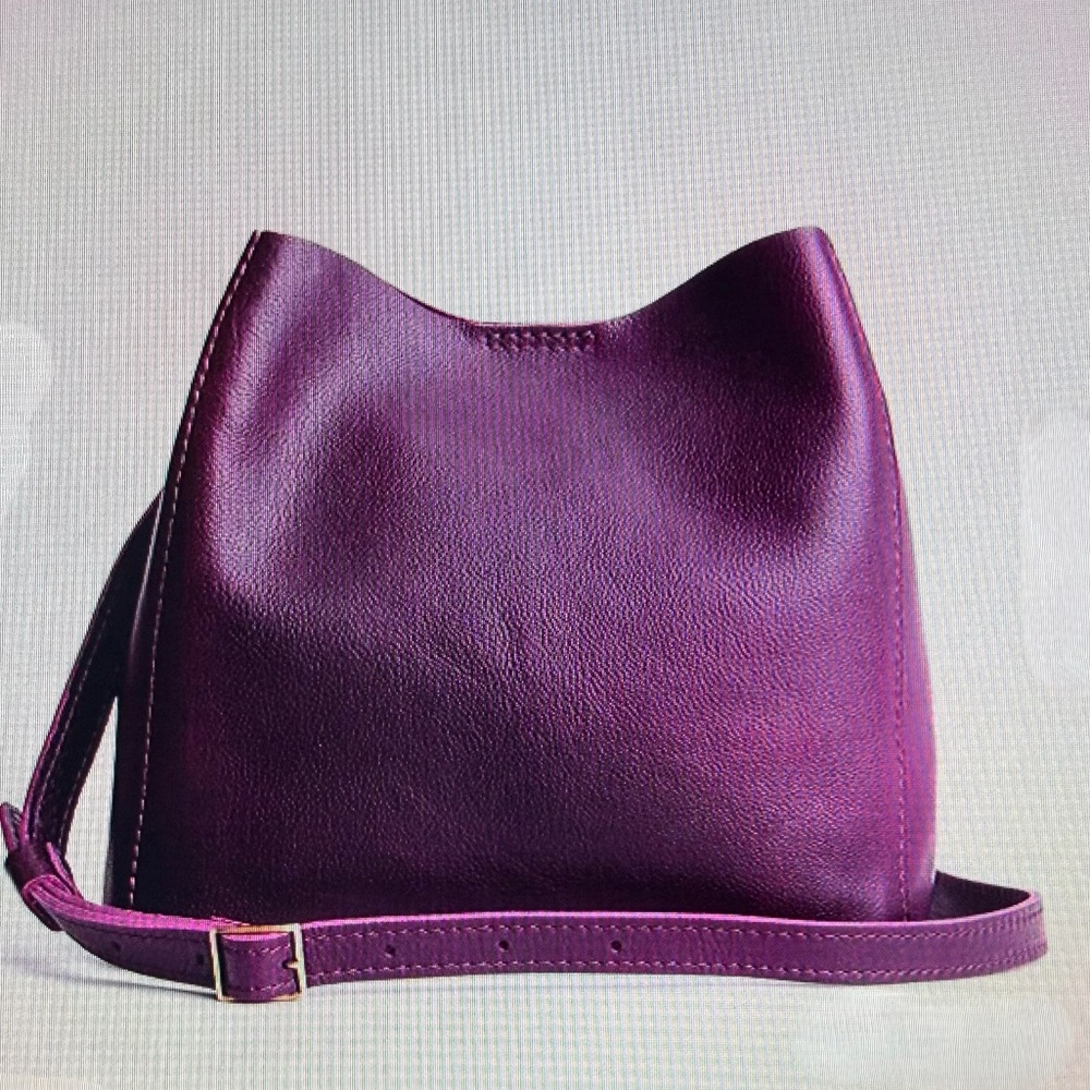 Portland Leather Good Butterfly Bucket Bag Dark Purple - Picture 6 of 8